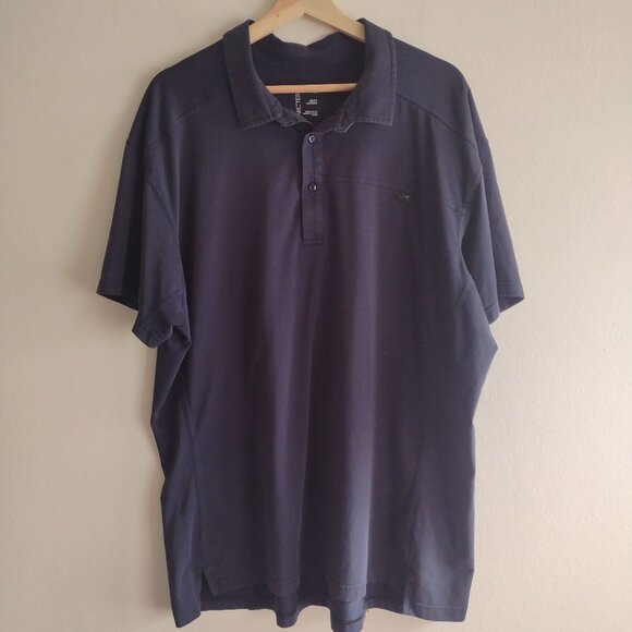 ArcTeryx Mens Navy Polo XXL Cotton Blend Short Sleeve Lightweight Casual Shirt